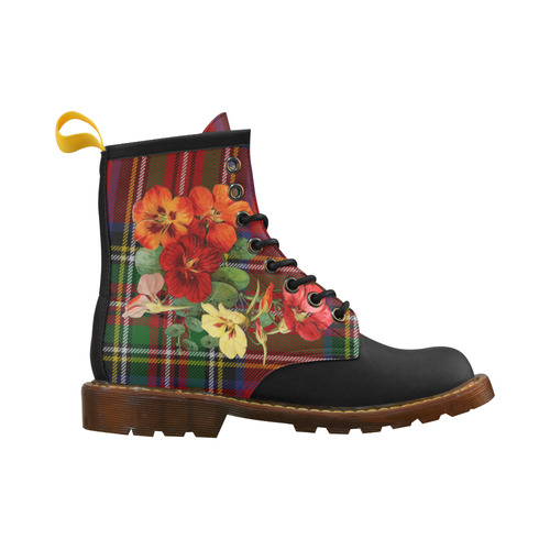 Tartan and Nasturtiums (black toe) High Grade PU Leather Martin Boots For Women Model 402H