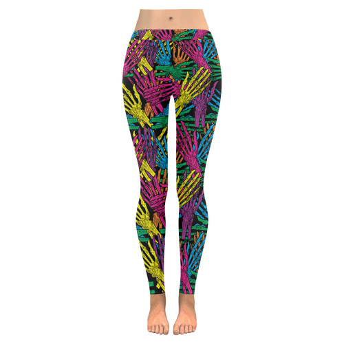 give yourself a hand leggings Women's Low Rise Leggings (Invisible Stitch) (Model L05)