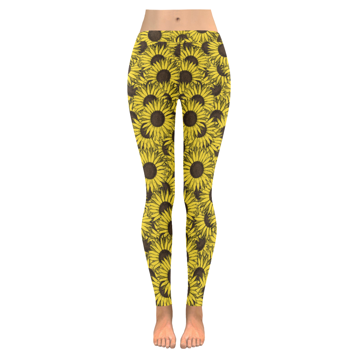 sunflower leggings Women's Low Rise Leggings (Invisible Stitch) (Model L05)