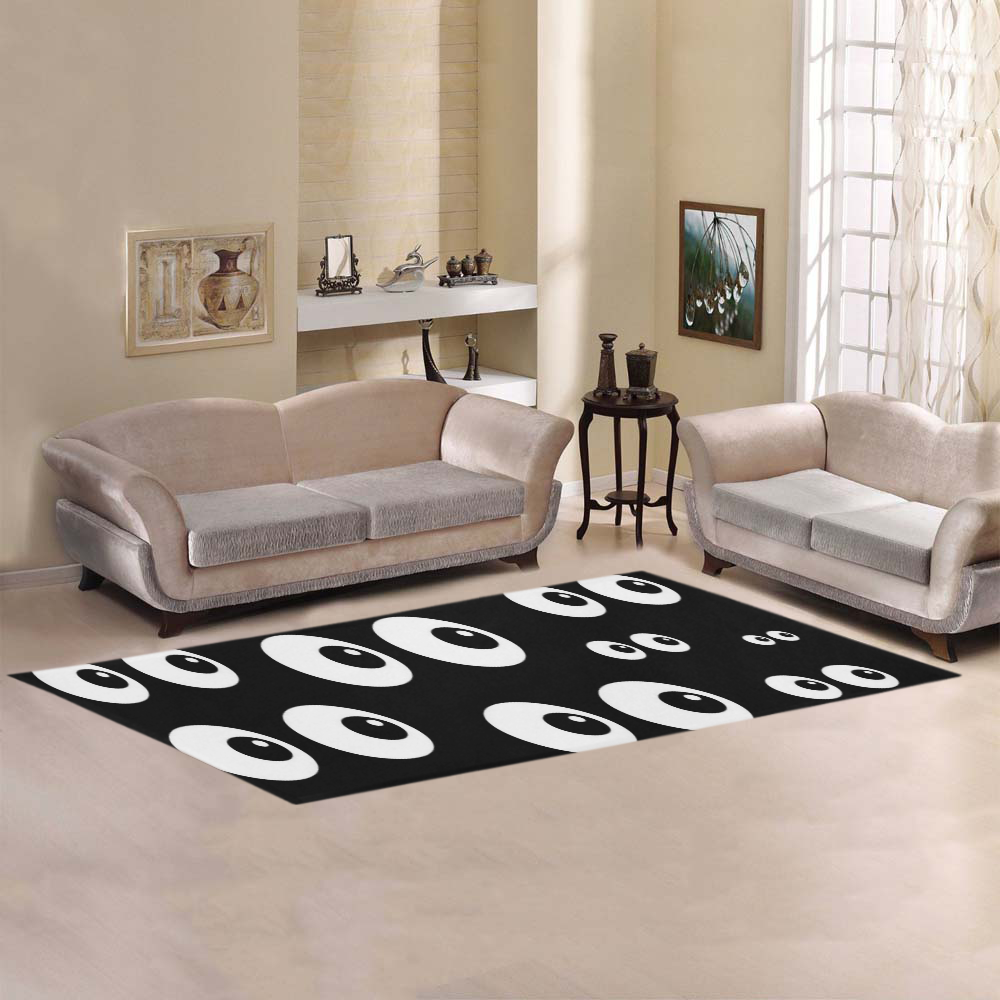 Black And White Eyes Area Rug 9'6''x3'3''