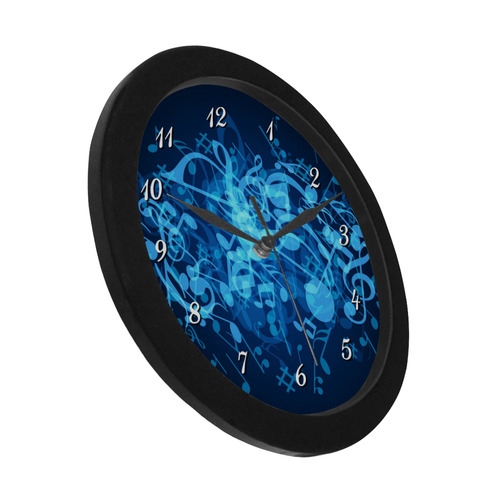 Blue Glow Music Notes Circular Plastic Wall clock