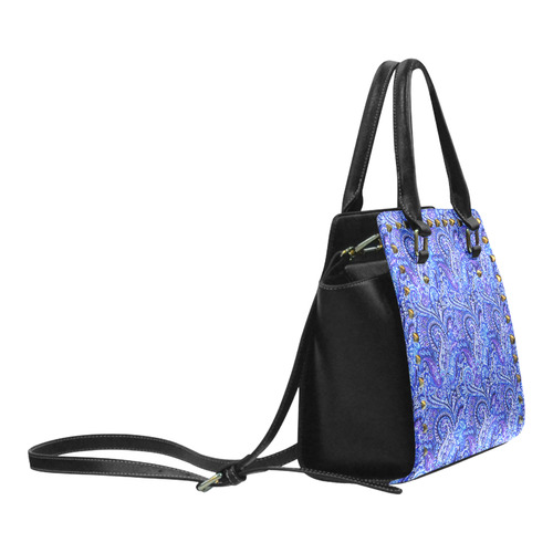 Classic Paisley Vibrant Blue Rivet Shoulder Handbag (Model 1645)