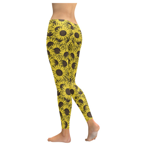 sunflower leggings Women's Low Rise Leggings (Invisible Stitch) (Model L05)