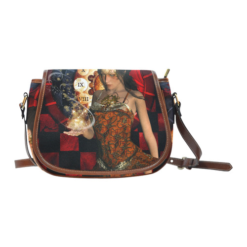 Beautiful steampunk lady Saddle Bag/Small (Model 1649) Full Customization