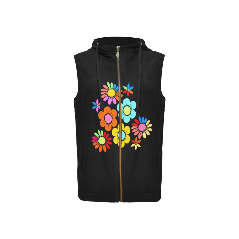 Flower of Love by Popart Lover All Over Print Sleeveless Zip Up Hoodie for Women (Model H16)