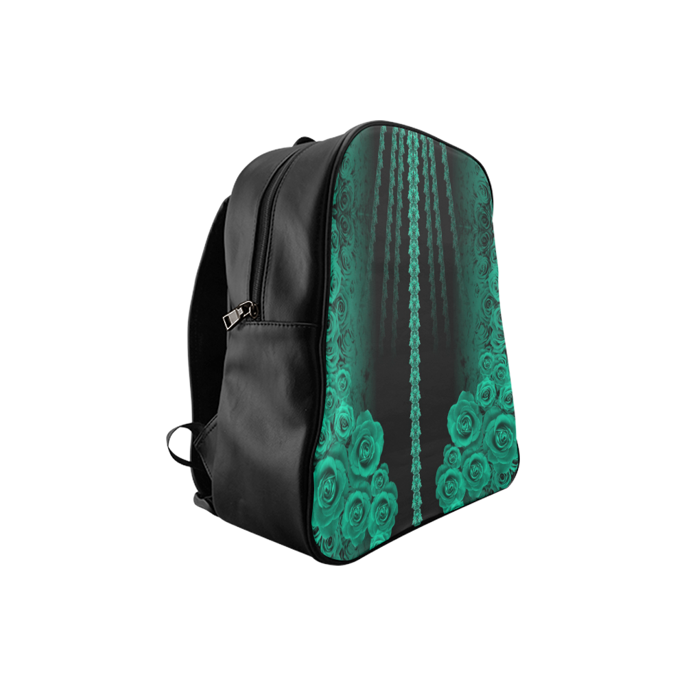 rose 3 teal School Backpack (Model 1601)(Small)