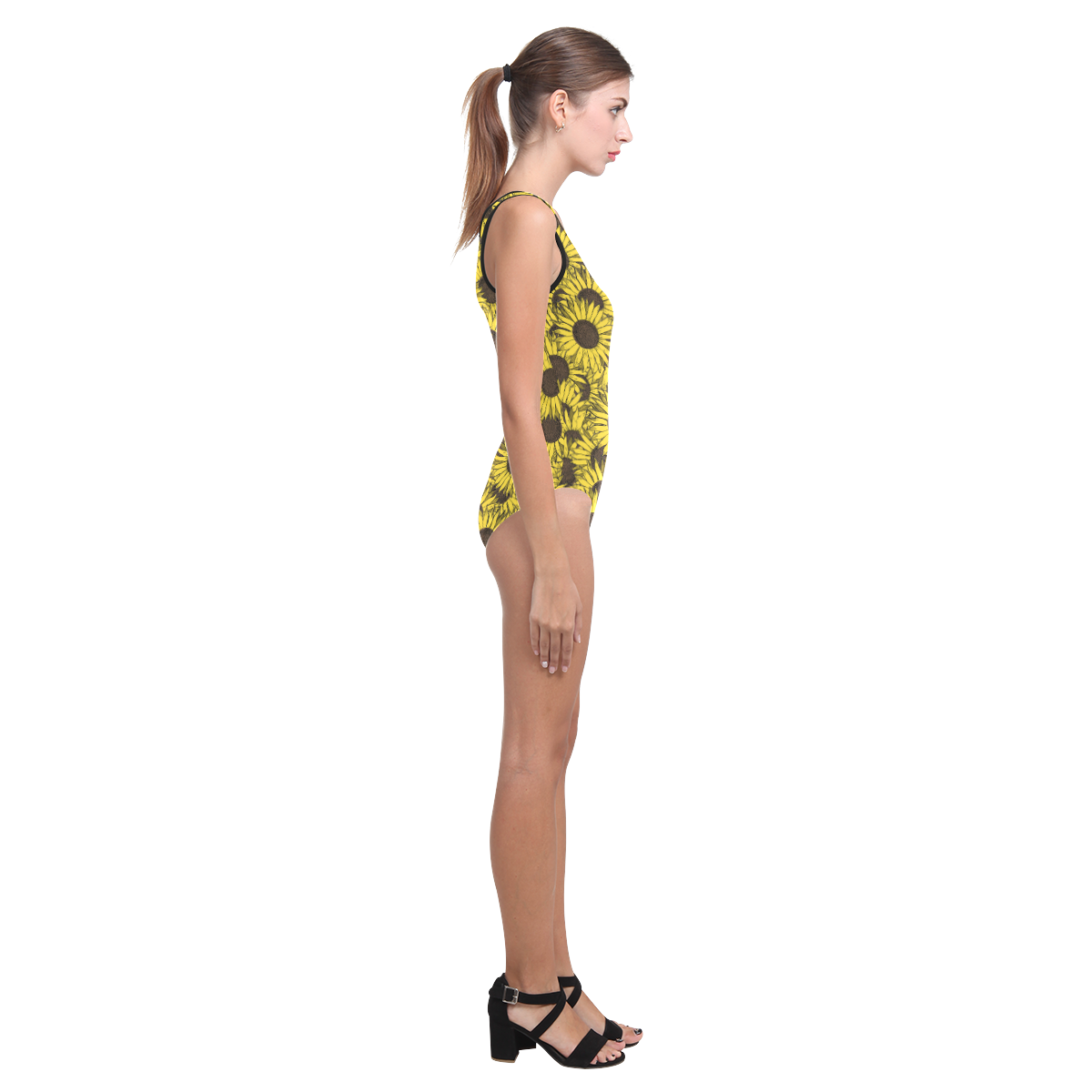 sunflower one piece Vest One Piece Swimsuit (Model S04)