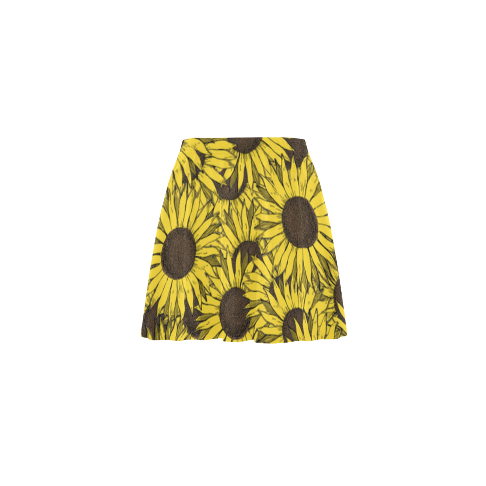 sunflower mini skirt Mini Skating Skirt (Model D36)