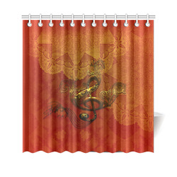 Music, clef in golden metal Shower Curtain 69"x70"