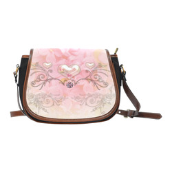 Hearts, soft colors Saddle Bag/Small (Model 1649)(Flap Customization)