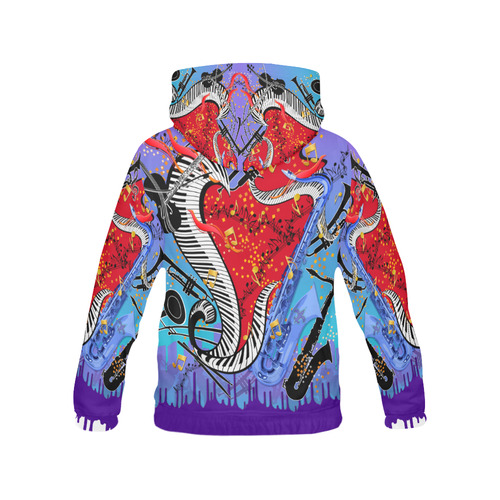Colorful Womens Music Print Colorful Hoodie by Juleez All Over Print Hoodie for Women (USA Size) (Model H13)