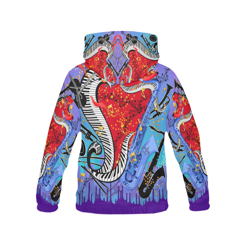 Men's Jazzy Fun Musical Instrument Print Hoodie by Juleez All Over Print Hoodie for Men (USA Size) (Model H13)