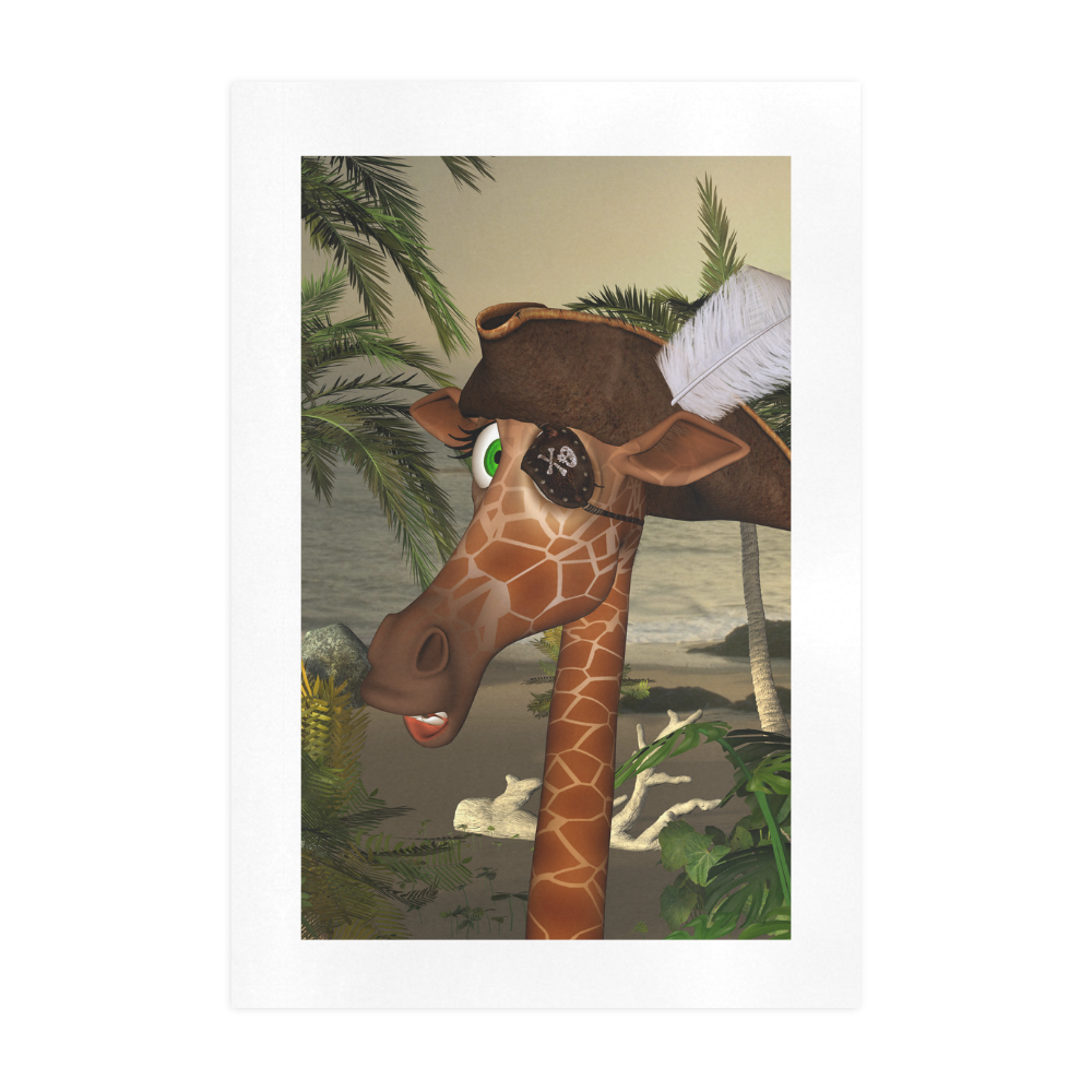 Funny giraffe as a pirate Art Print 19‘’x28‘’