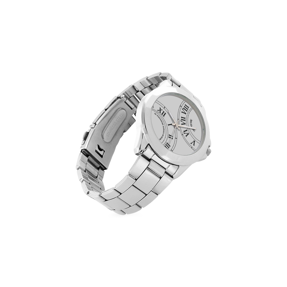 Roman Numeral White Faced Silver Watch Unisex Stainless Steel Watch Unisex Stainless Steel Watch(Model 103)