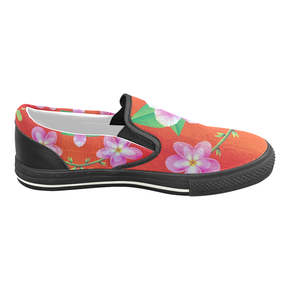 Annabellerockz-floral dream-shoes Women's Slip-on Canvas Shoes/Large Size (Model 019)