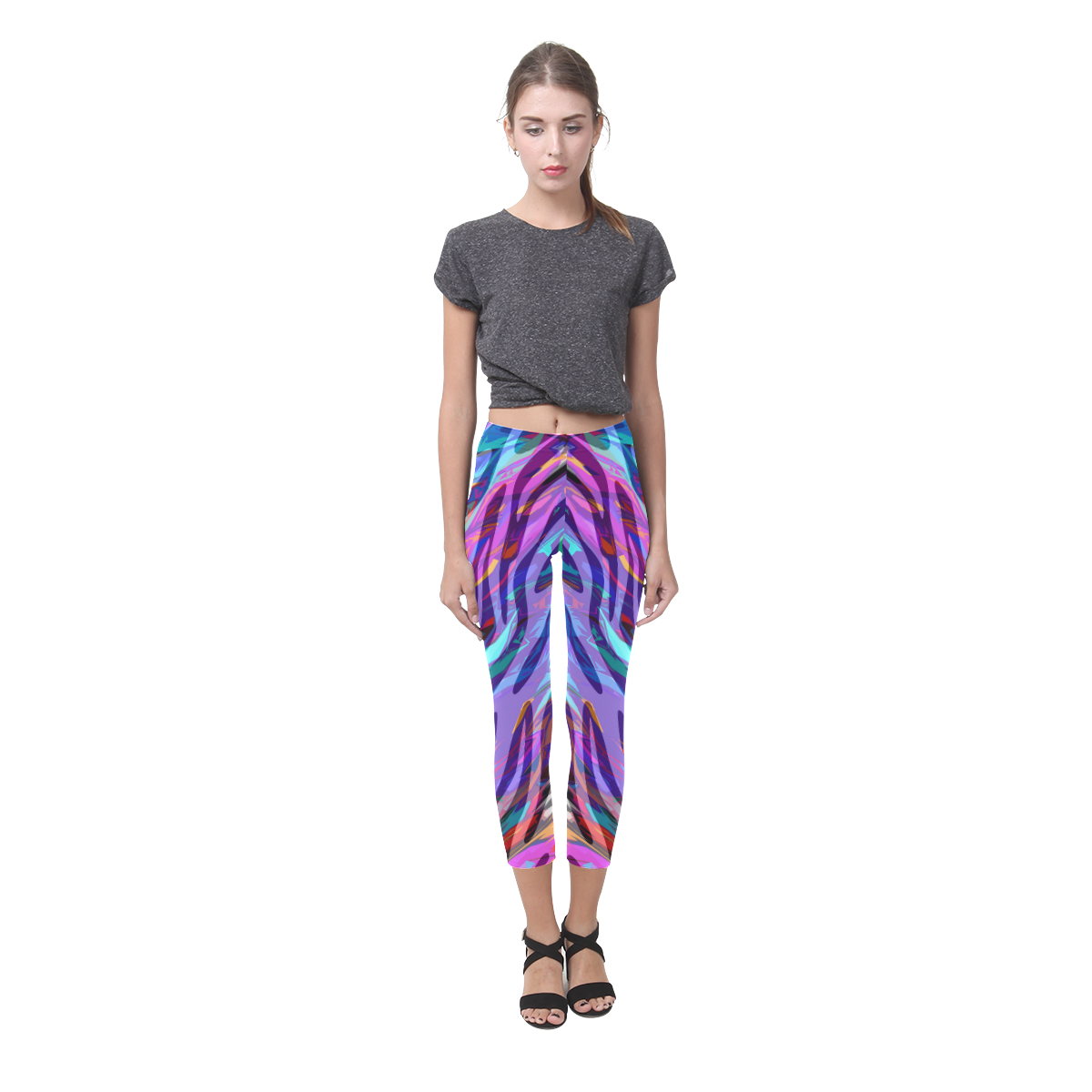 Juleez Wild Zebra Colorful Print Capri Legging (Model L02)