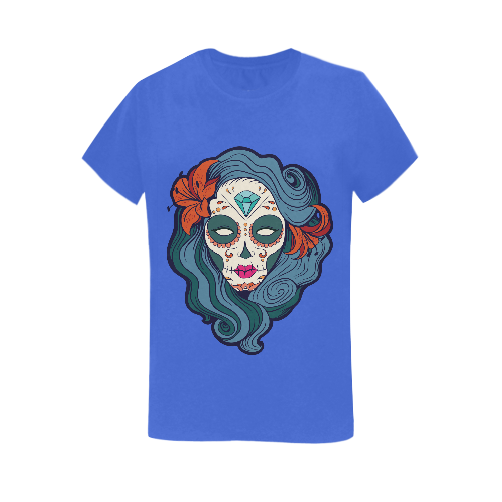 Sugar Skull Woman Women's T-Shirt in USA Size (Two Sides Printing)