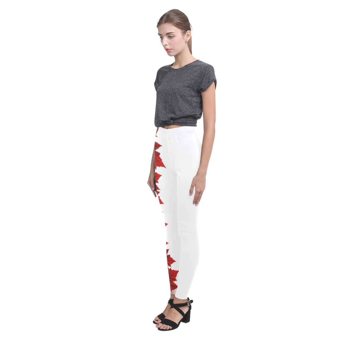 Canada Maple Leaf Leggings White Cassandra Women's Leggings (Model L01)