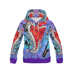 Colorful Womens Music Print Colorful Hoodie by Juleez All Over Print Hoodie for Women (USA Size) (Model H13)