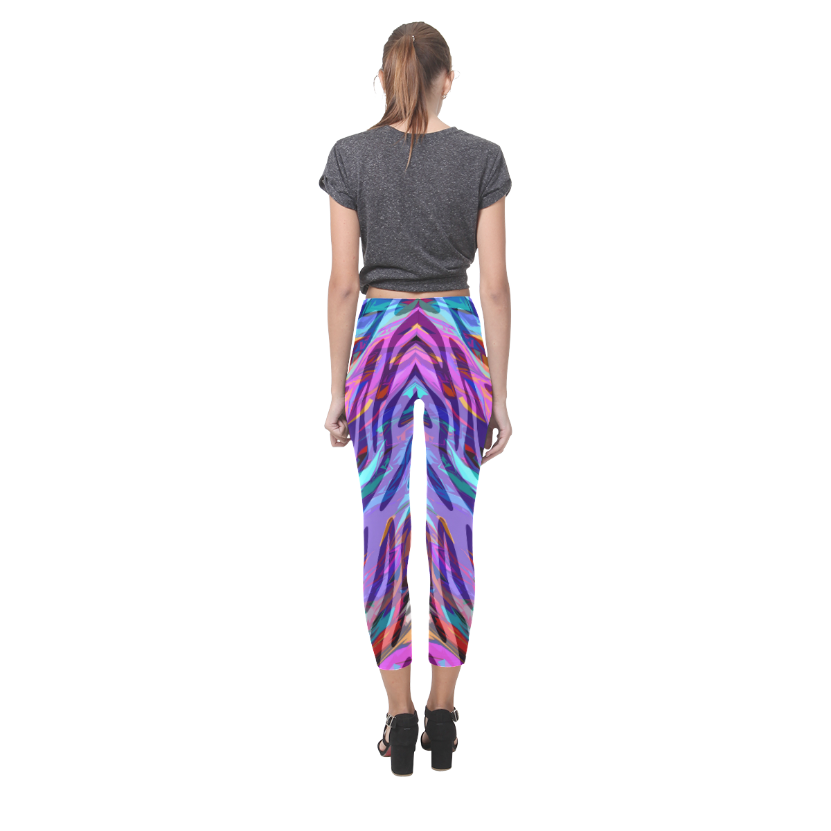 Juleez Wild Zebra Colorful Print Capri Legging (Model L02)