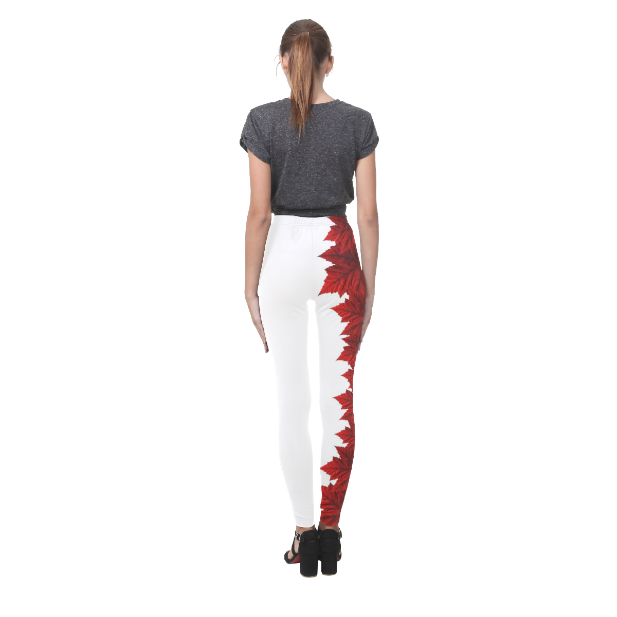 Canada Maple Leaf Leggings White Cassandra Women's Leggings (Model L01)