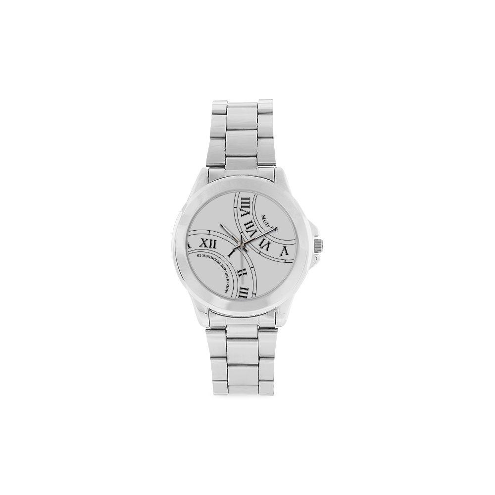 Roman Numeral White Faced Silver Watch Unisex Stainless Steel Watch Unisex Stainless Steel Watch(Model 103)