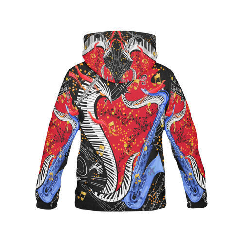 Pullover Fun Music Hoodie by Juleez All Over Print Hoodie for Women (USA Size) (Model H13)