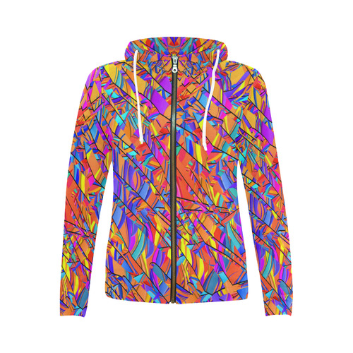 Color Fractal Bright Graphic Print All Over Print Full Zip Hoodie for Women (Model H14)