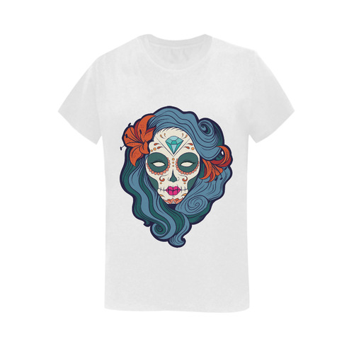 Sugar Skull Woman Women's T-Shirt in USA Size (Two Sides Printing)