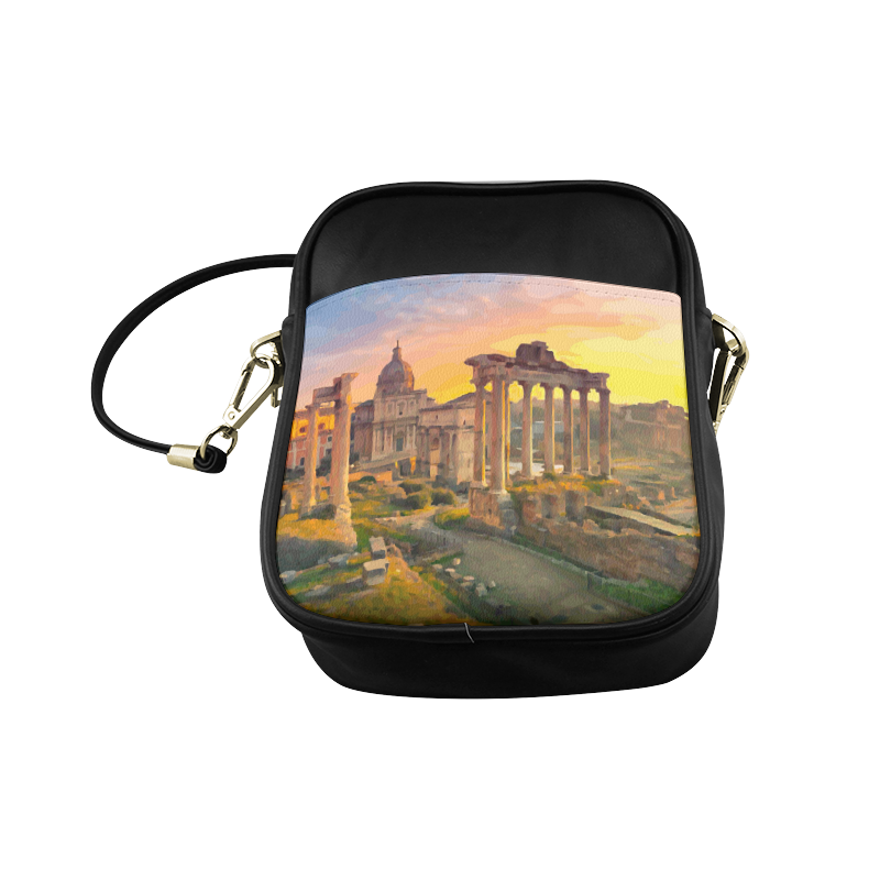 Rome Travel Ruins of Forum St Peters Dome Sunset Sling Bag (Model 1627)
