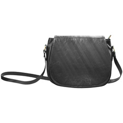 Black Dark Gray Diagonal Stripes Classic Saddle Bag/Small (Model 1648)