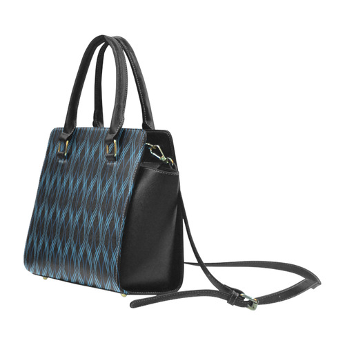 Ocean Blue Ribbons Rivet Shoulder Handbag (Model 1645)
