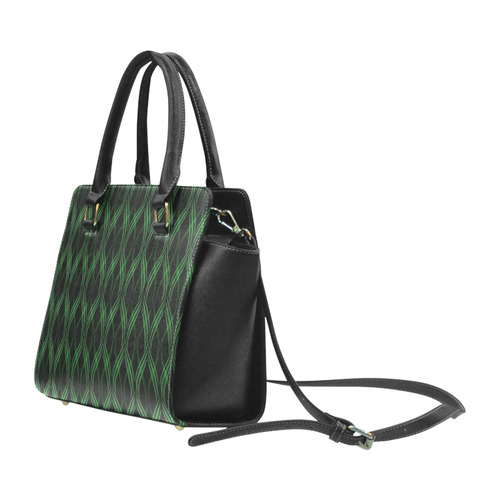 Emerald Green Ribbons Rivet Shoulder Handbag (Model 1645)