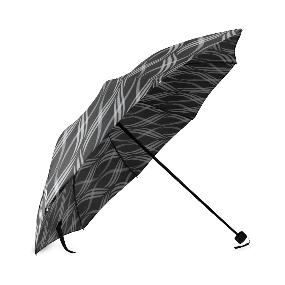 Black & White Ribbons Foldable Umbrella (Model U01)