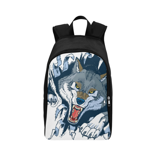 wolf mascot ripping Fabric Backpack for Adult (Model 1659)