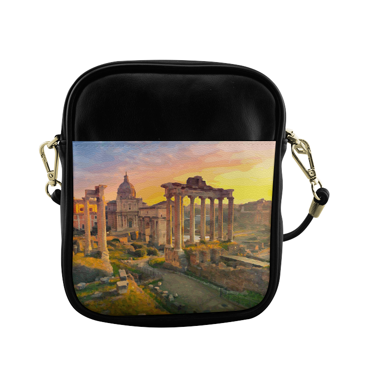 Rome Travel Ruins of Forum St Peters Dome Sunset Sling Bag (Model 1627)