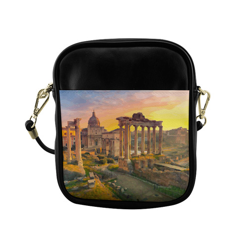 Rome Travel Ruins of Forum St Peters Dome Sunset Sling Bag (Model 1627)