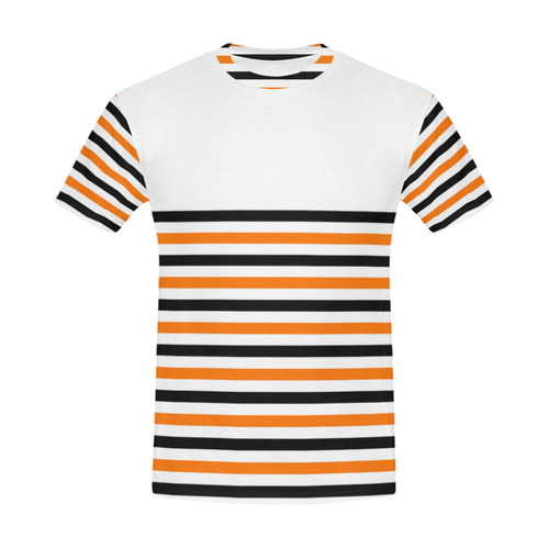 Orange Stripe All Over Print T-Shirt for Men (USA Size) (Model T40)