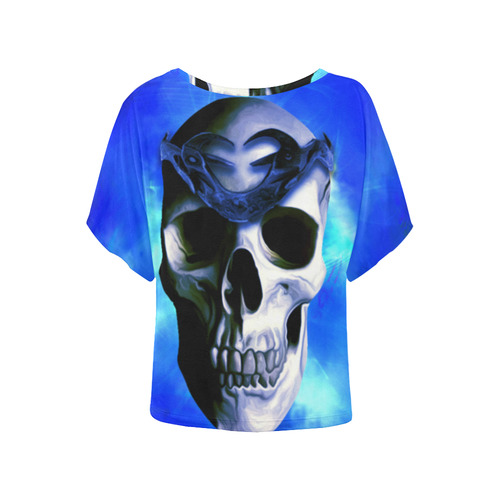 Ice King skull Women's Batwing-Sleeved Blouse T shirt (Model T44)