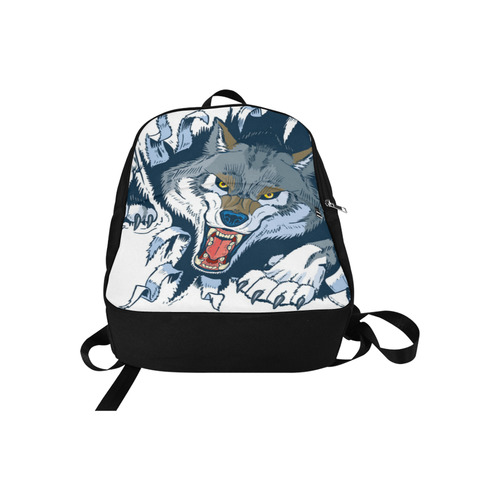 wolf mascot ripping Fabric Backpack for Adult (Model 1659)