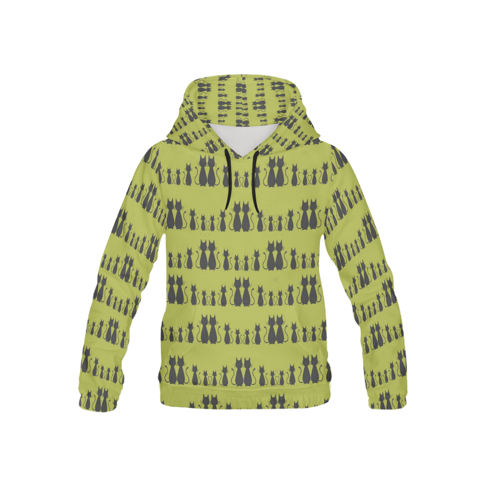 Cat Pattern All Over Print Hoodie for Kid (USA Size) (Model H13)