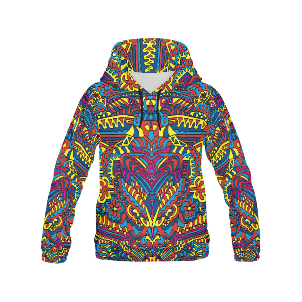 Groovy ZenDoodle Colorful Art All Over Print Hoodie for Women (USA Size) (Model H13)