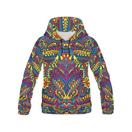 Groovy ZenDoodle Colorful Art All Over Print Hoodie for Women (USA Size) (Model H13)