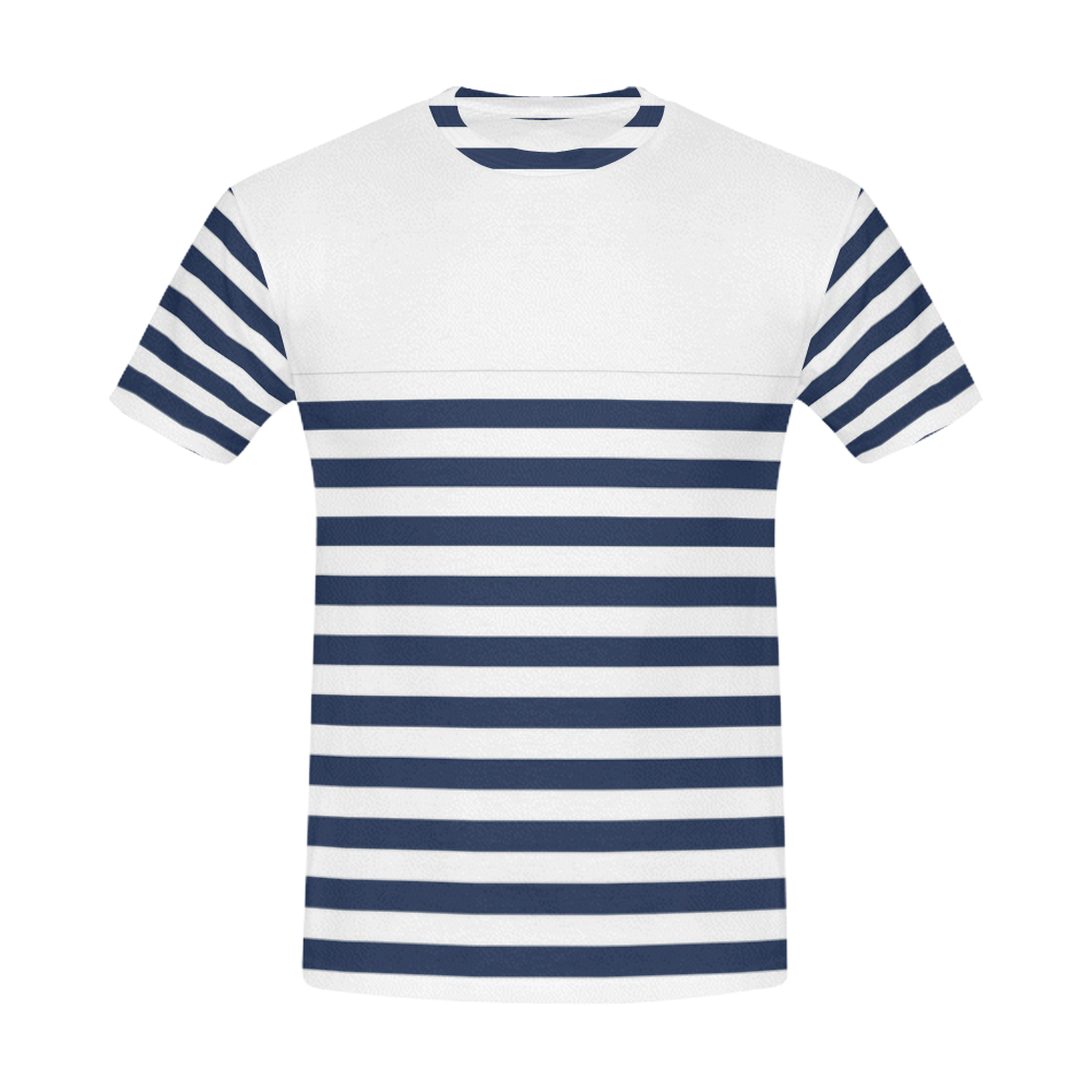Navy Stripe All Over Print T-Shirt for Men (USA Size) (Model T40)