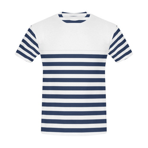 Navy Stripe All Over Print T-Shirt for Men (USA Size) (Model T40)