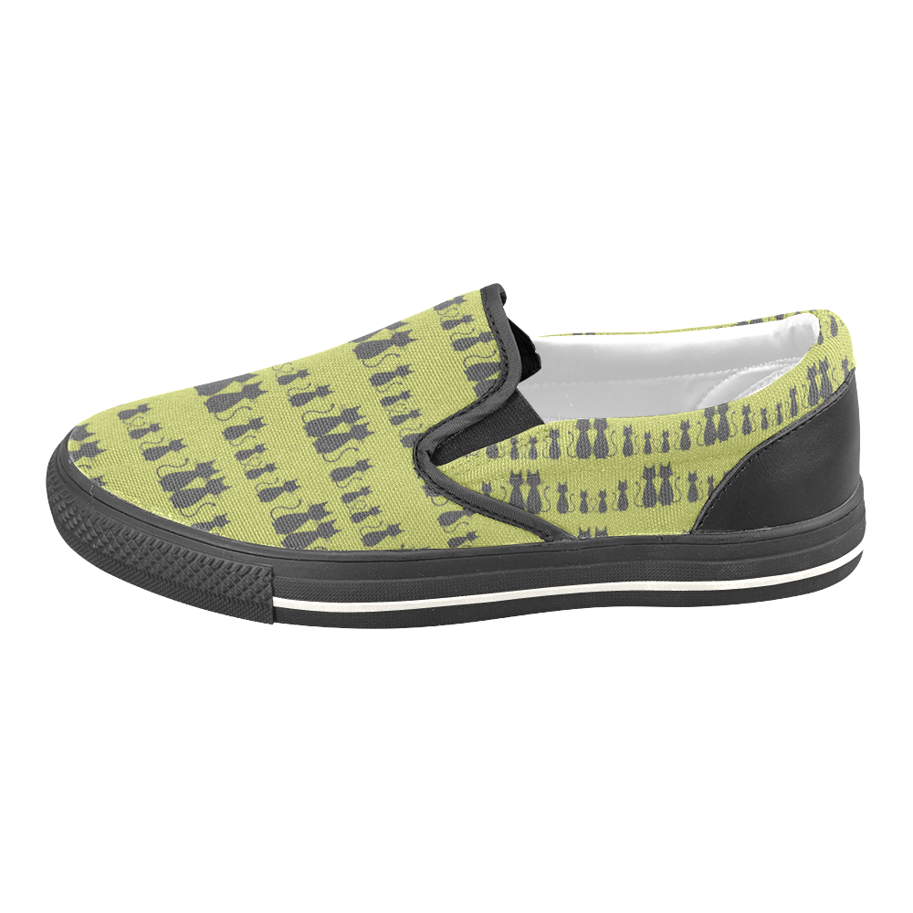Cat Pattern Slip-on Canvas Shoes for Kid (Model 019)