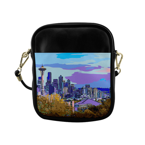 Seattle Skyline Space Needle Mt Rainier Sling Bag (Model 1627)