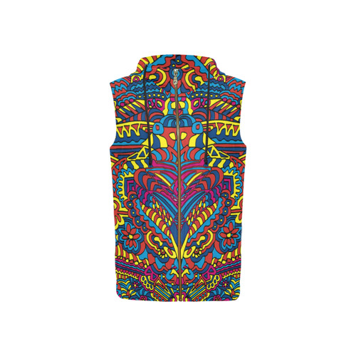 Groovy ZenDoodle Colorful Art All Over Print Sleeveless Zip Up Hoodie for Women (Model H16)