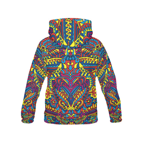 Groovy ZenDoodle Colorful Art All Over Print Hoodie for Women (USA Size) (Model H13)