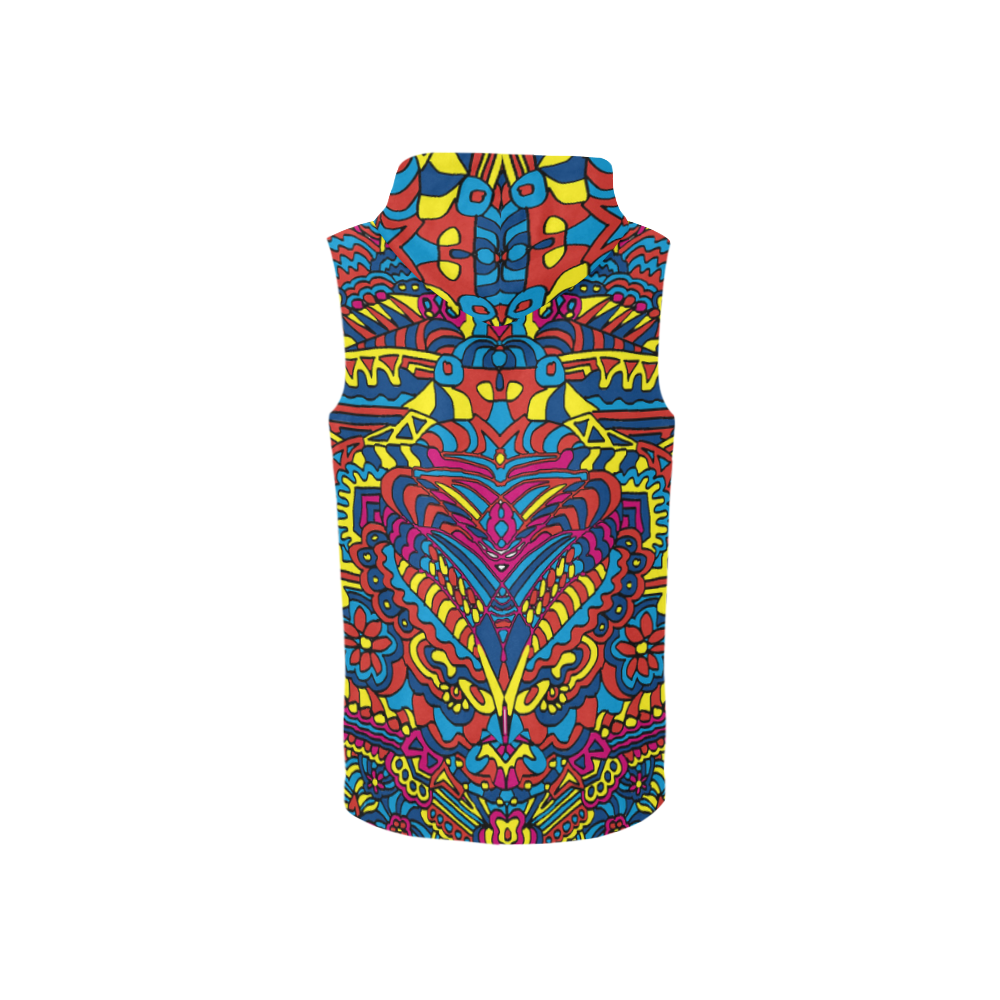 Groovy ZenDoodle Colorful Art All Over Print Sleeveless Zip Up Hoodie for Women (Model H16)